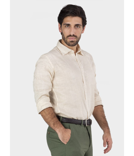 Camisa 100% Linho Bege | JOHN TWEED TAILORED