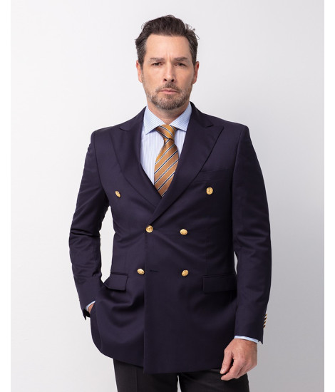 NAVY BLUE CROSSED BLAZER | JOHN TWEED TAILORED